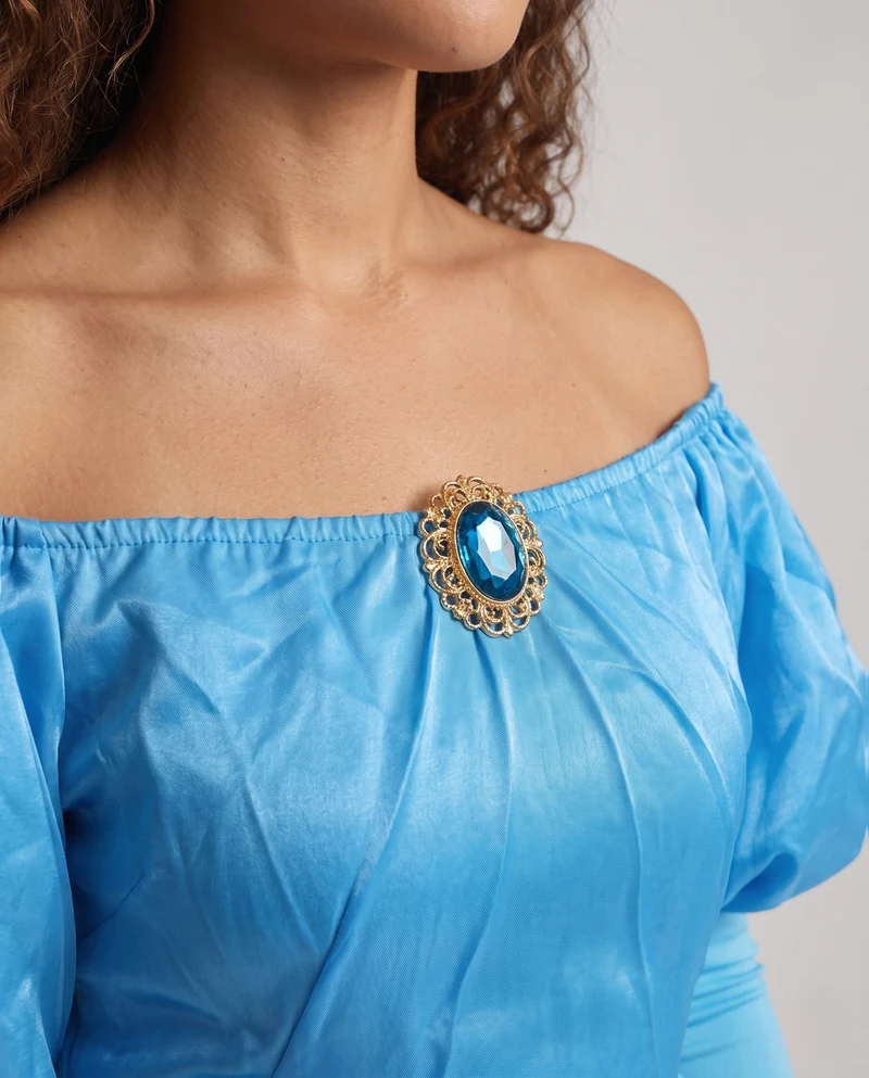 Damen Märchenhaftes Ballkleid mit offenem Dekolleté und Puffärmeln Drune