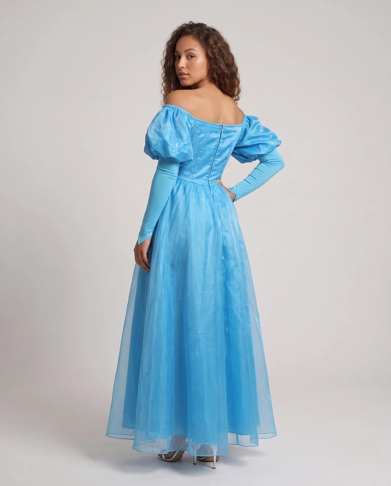 Damen Märchenhaftes Ballkleid mit offenem Dekolleté und Puffärmeln Drune