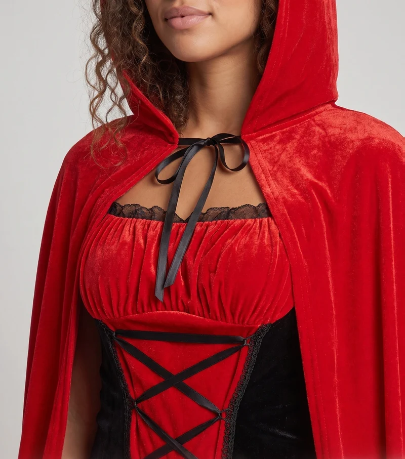 Damen Märchenhaftes Kapuzenkleid mit elegantem Tüll und Rüschendetails Drune