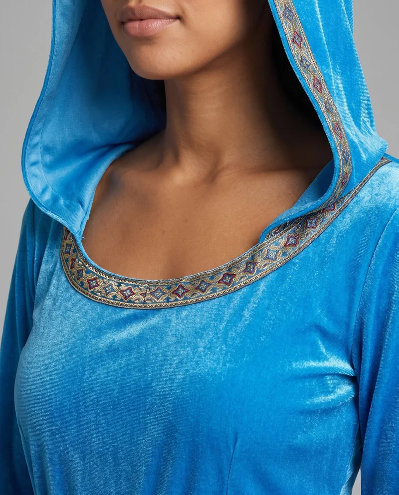 Damen Märchenhaftes Kapuzenkleid mit weit ausgestellten Ärmeln Drune