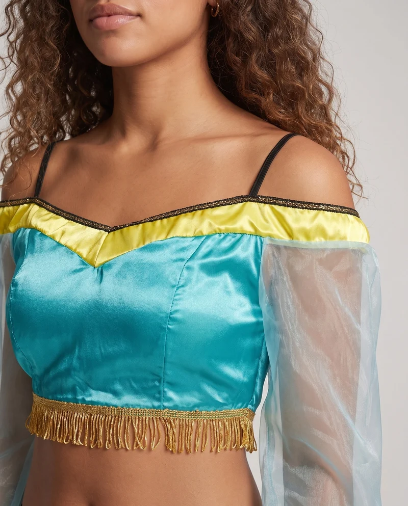 Damen Märchenhaftes orientalisches Kostüm mit transparenten Ärmeln und verzierten Details Drune