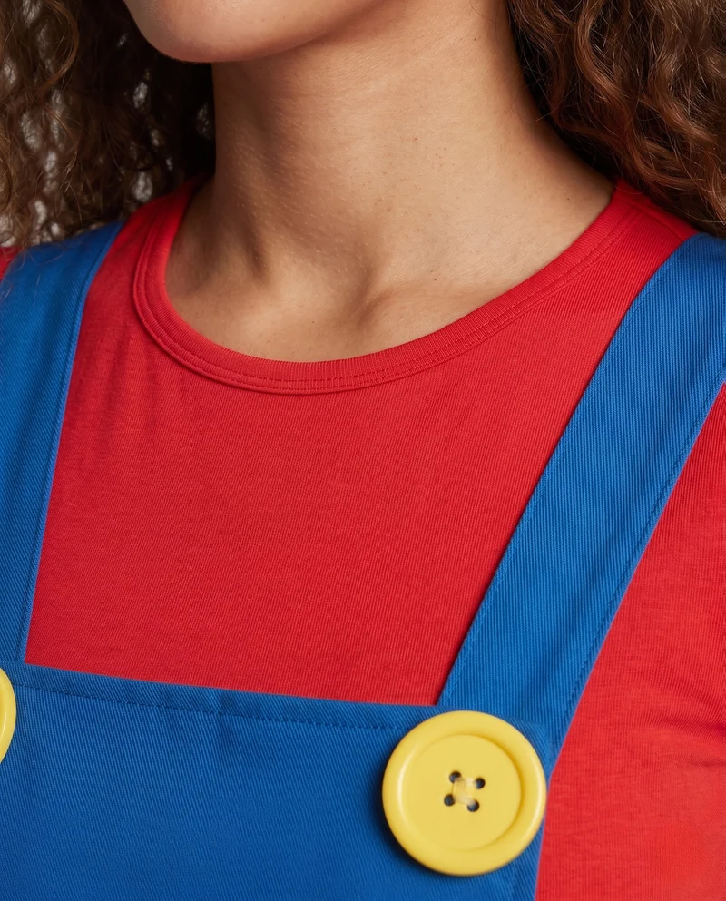 Damen Mario Kostüm mit schwingendem Rock und Accessoires Drune
