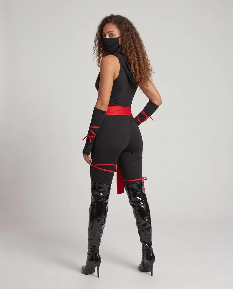 Damen Ninja-Kostüm mit stilistischen Accessoires Drune