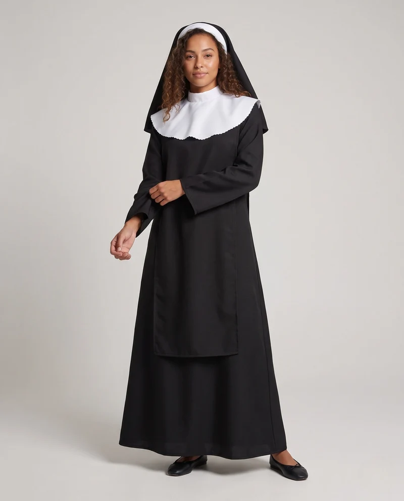 Damen Nonnenkostüm mit elegantem Kapuzenumhang Drune