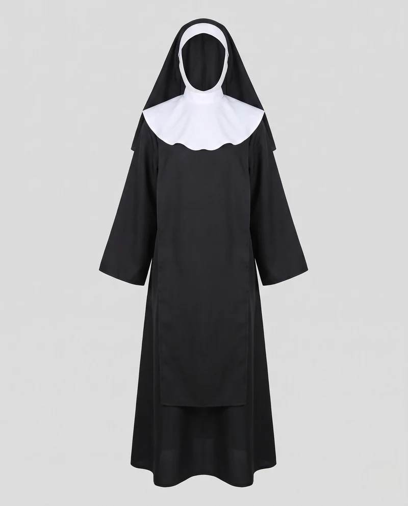 Damen Nonnenkostüm mit elegantem Kapuzenumhang Drune