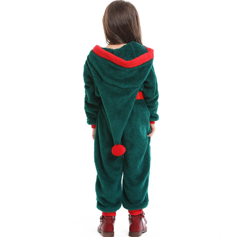 Mädchen kuscheliger Weihnachtsoverall mit Kapuze und Gürtel Drune