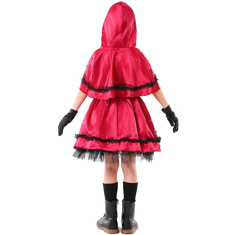 Mädchen Märchenhaftes Rotkäppchen Kostüm mit elegantem Tüllrock und detailverliebtem Umhang Drune