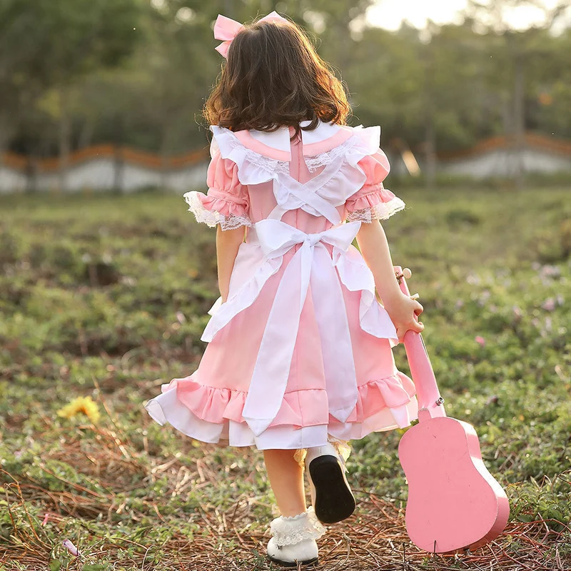 Mädchen niedliches Märchenhaftes Kleid mit Rüschen und Schleifen Drune