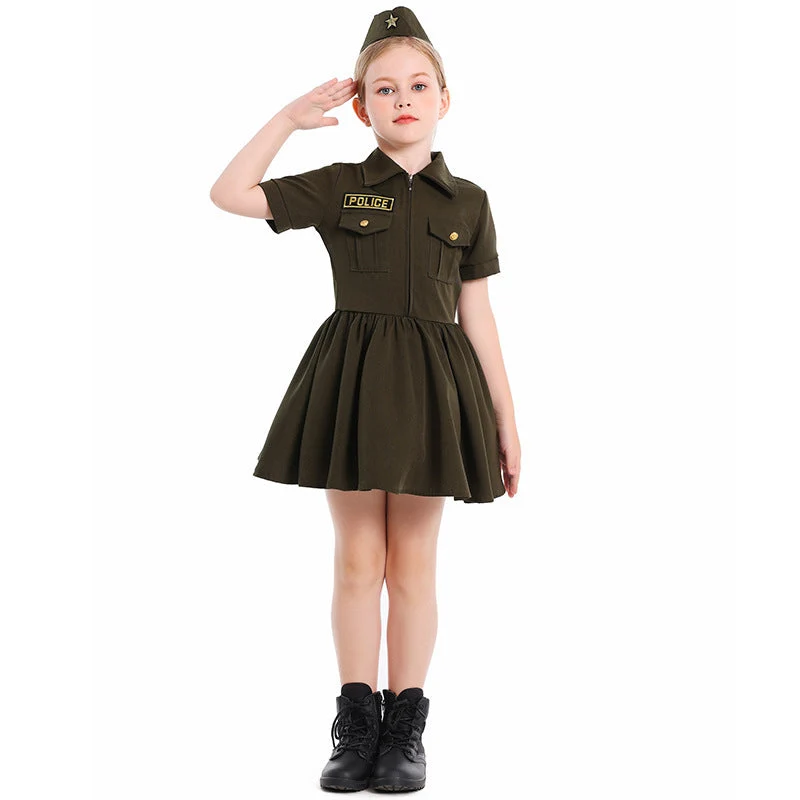 Mädchen Polizei-Kostümkleid mit Rock und Mütze Drune