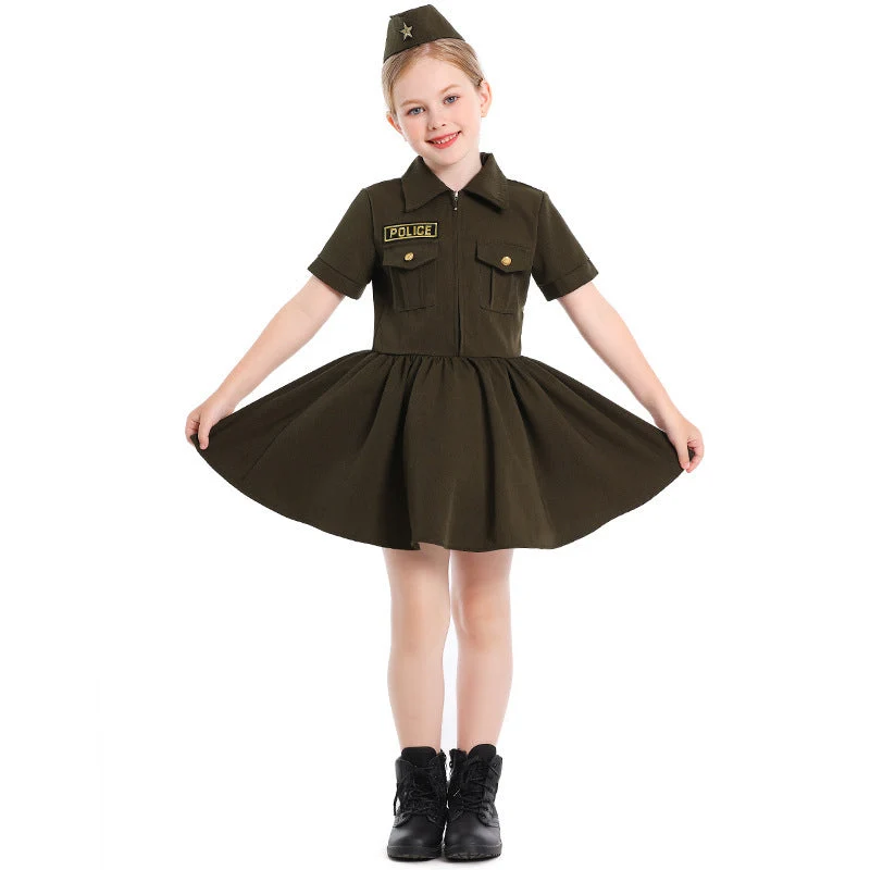 Mädchen Polizei-Kostümkleid mit Rock und Mütze Drune