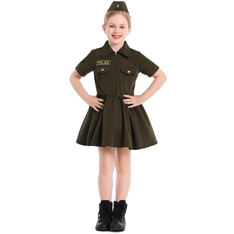 Mädchen Polizei-Kostümkleid mit Rock und Mütze Drune
