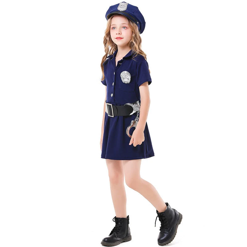 Mädchen Polizeikostüm mit Rock und Modischen Accessoires Drune