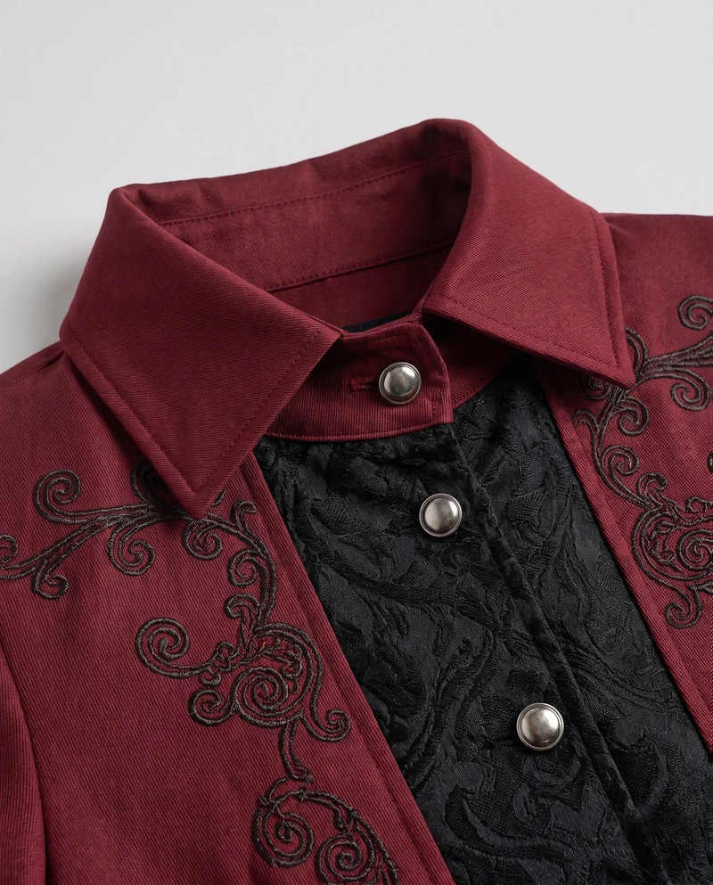 Damen eleganter Gothic-Mantel mit kunstvollen Verzierungen und asymmetrischem Saum Drune