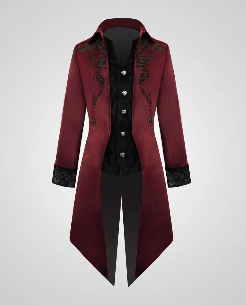 Damen eleganter Gothic-Mantel mit kunstvollen Verzierungen und asymmetrischem Saum Drune