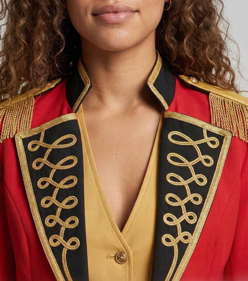 Damen Eleganter, historischer Militärmantel mit Fransen und prächtigen Verzierungen Drune