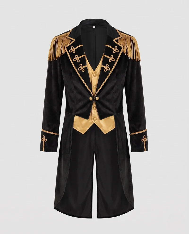 Damen Eleganter, historischer Militärmantel mit Fransen und prächtigen Verzierungen Drune