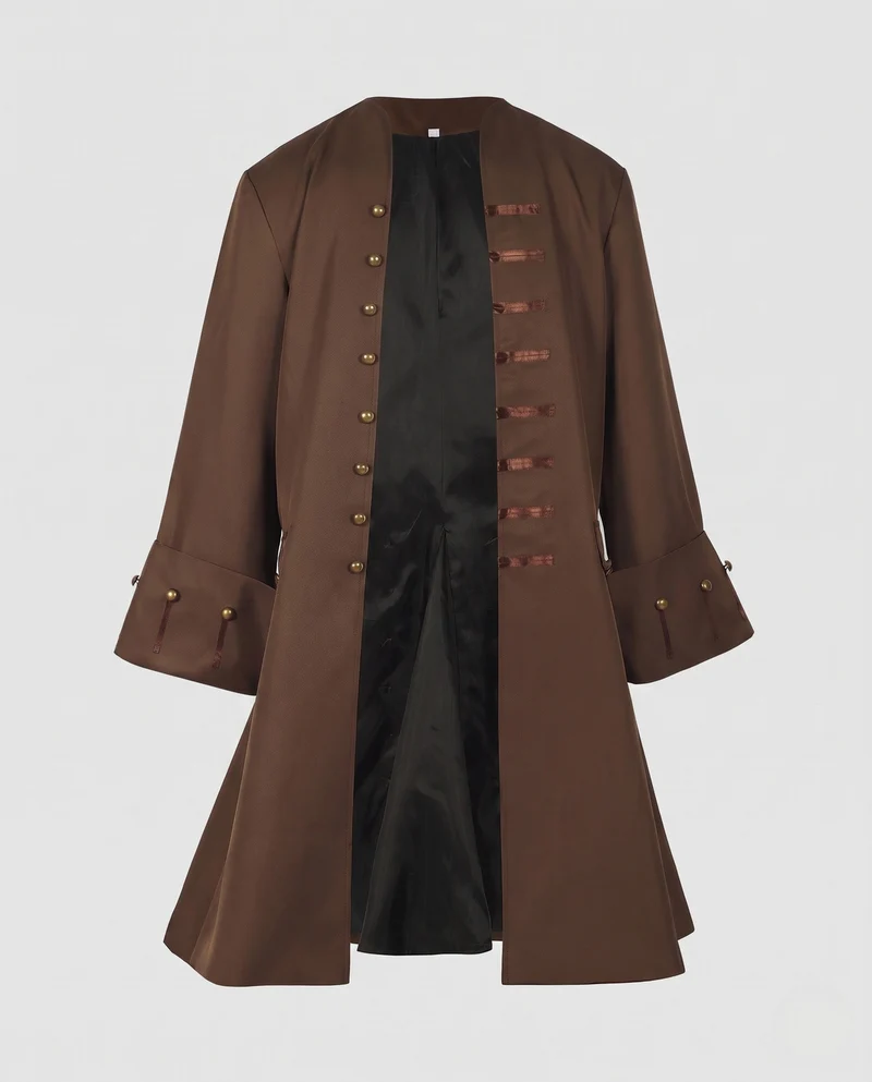 Damen eleganter historischer Umhang mit kunstvollen Knöpfen und weiten Ärmeln Drune