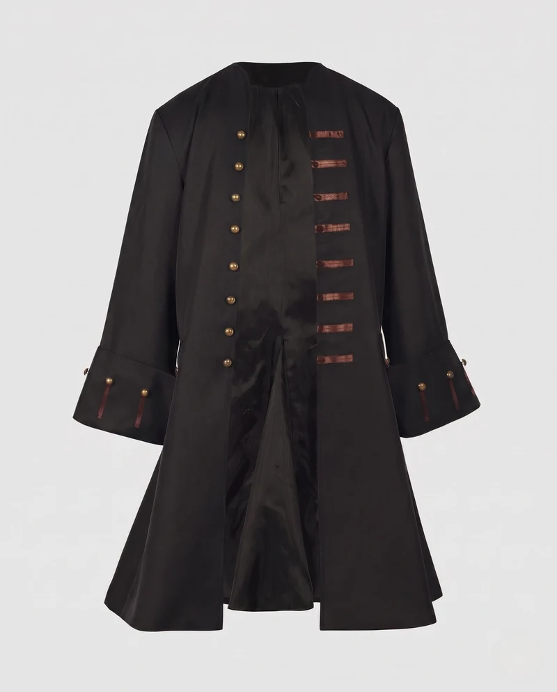 Damen eleganter historischer Umhang mit kunstvollen Knöpfen und weiten Ärmeln Drune