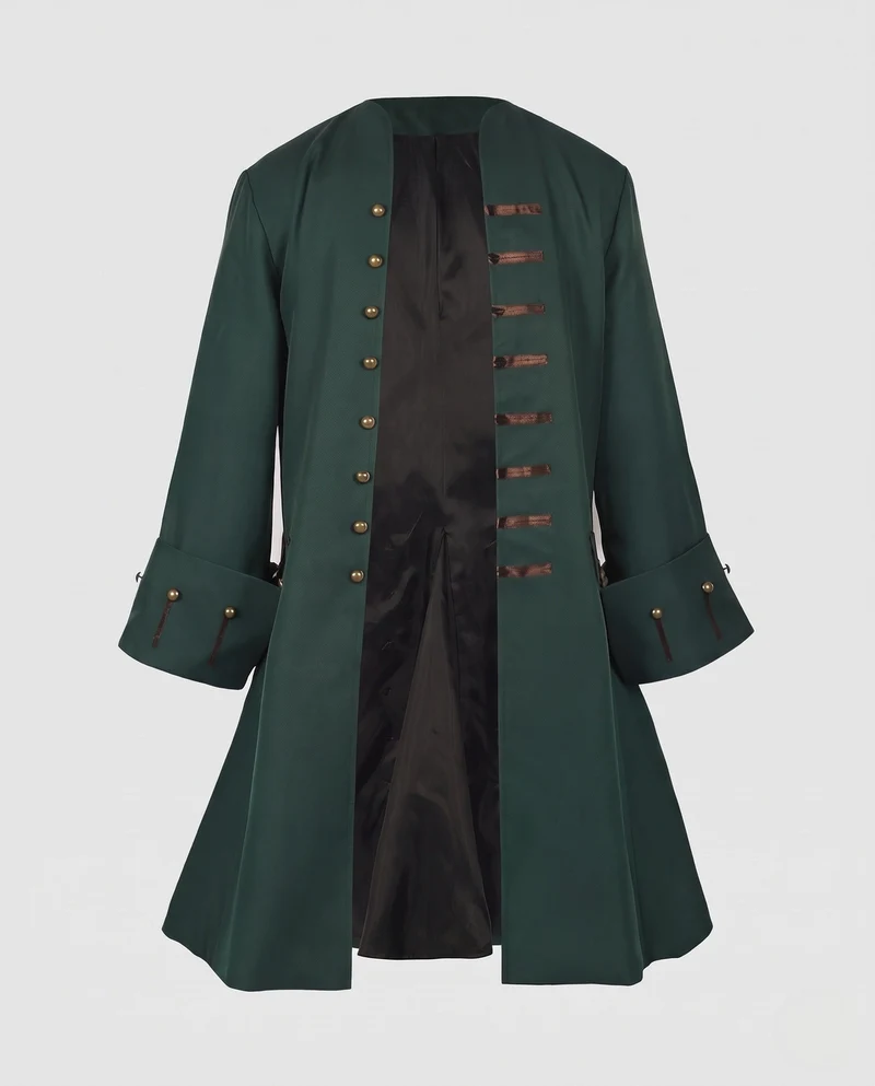 Damen eleganter historischer Umhang mit kunstvollen Knöpfen und weiten Ärmeln Drune