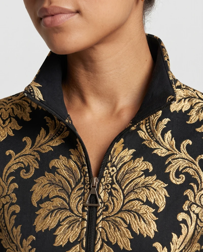 Damen Eleganter Jacquard-Mantel mit kunstvollen Verzierungen Drune