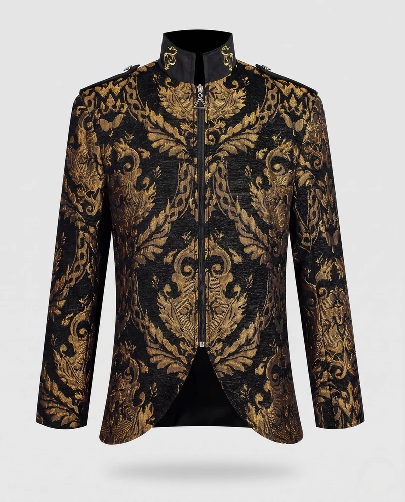 Damen Eleganter Jacquard-Mantel mit kunstvollen Verzierungen Drune
