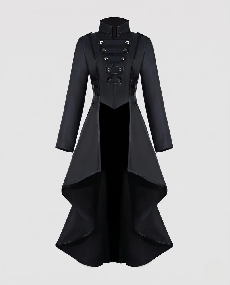 Damen Eleganter Kappenkleid mit asymmetrischem Saum und schicken Details Drune
