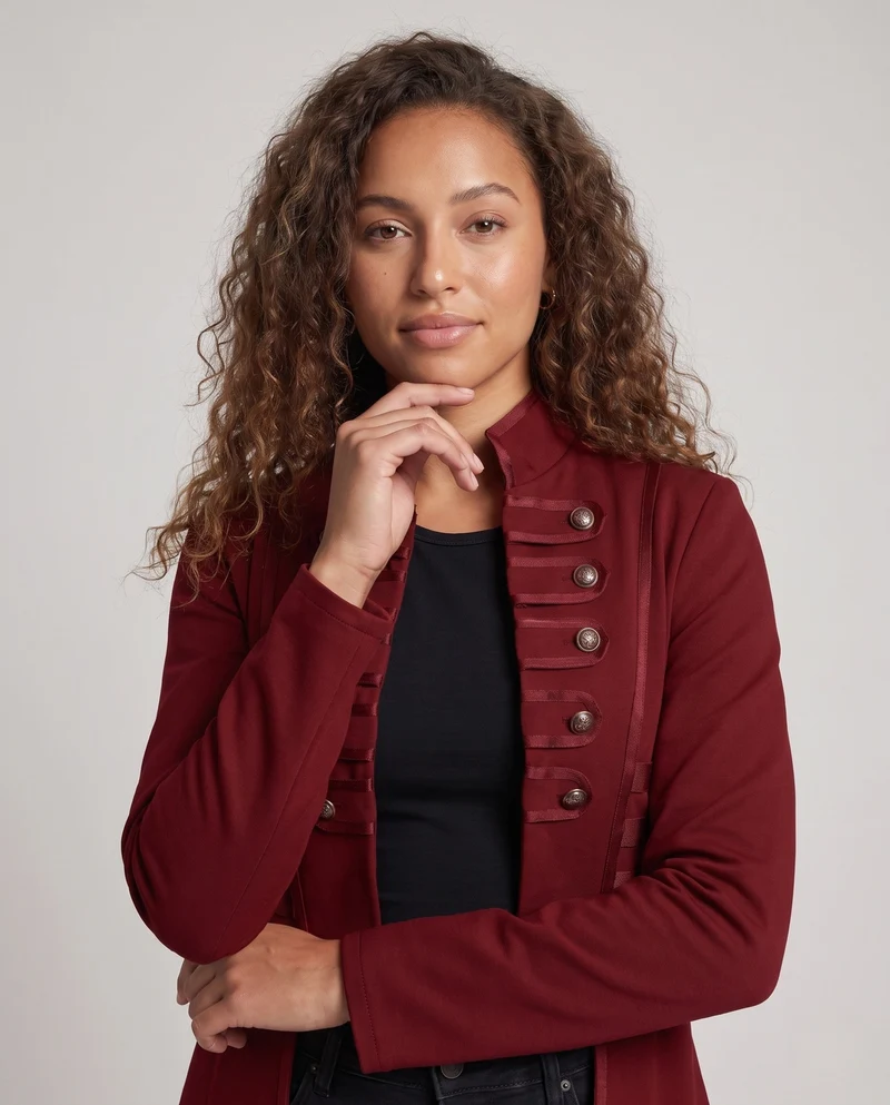 Damen Eleganter Kapuzenmantel mit asymmetrischem Saum und kunstvollen Knöpfen Drune