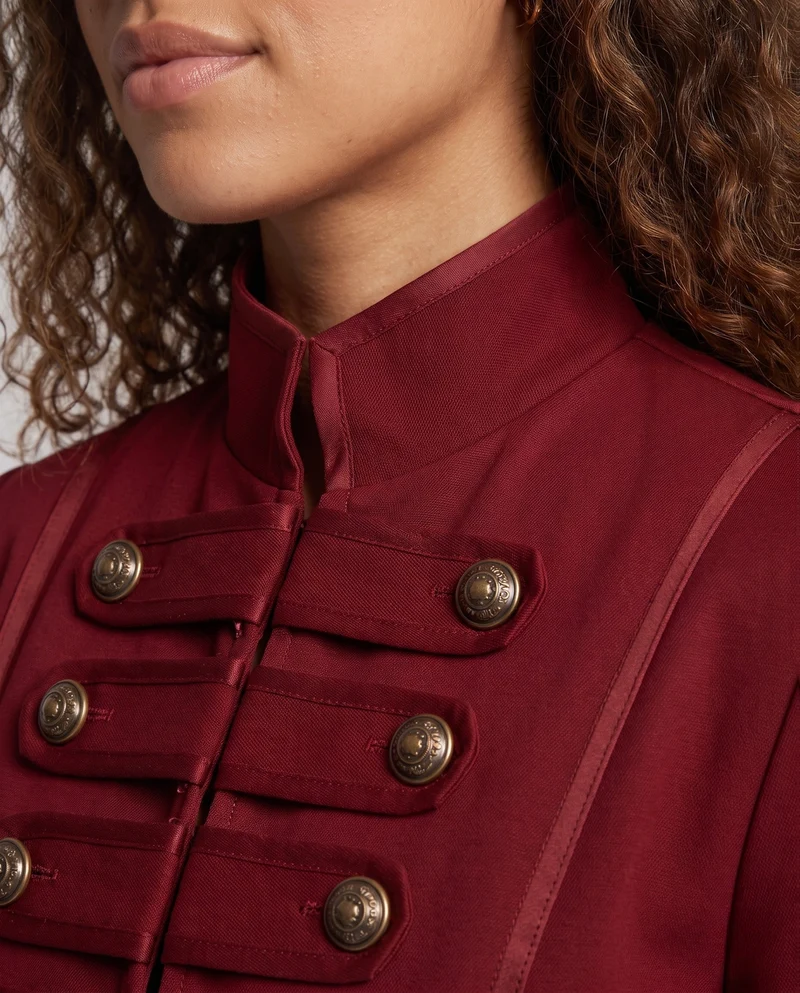 Damen Eleganter Kapuzenmantel mit asymmetrischem Saum und kunstvollen Knöpfen Drune