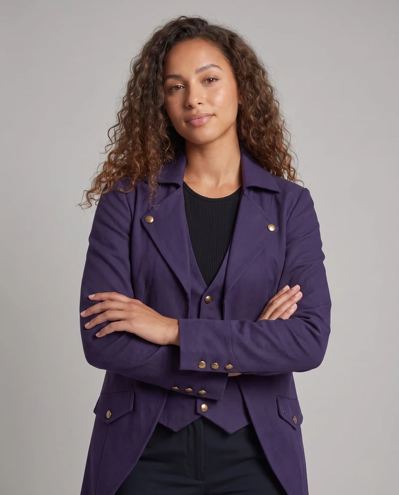 Damen Eleganter Kapuzenmantel mit asymmetrischem Saum und kunstvollen Verzierungen Drune