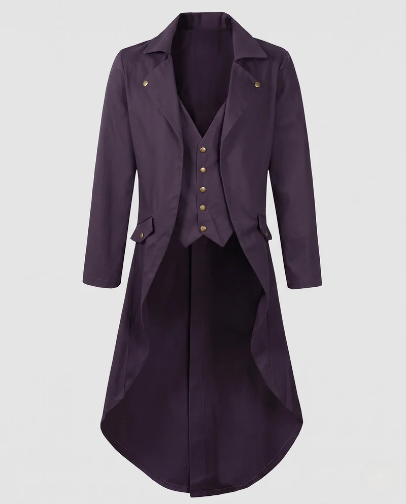 Damen Eleganter Kapuzenmantel mit asymmetrischem Saum und kunstvollen Verzierungen Drune