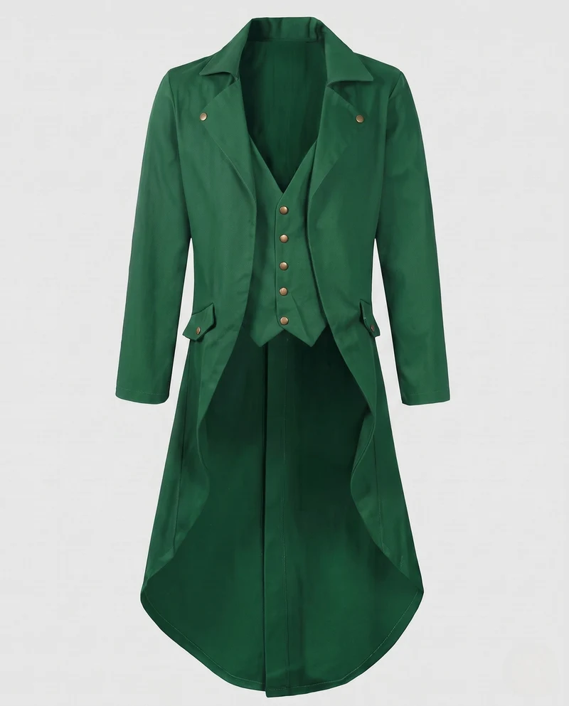 Damen Eleganter Kapuzenmantel mit asymmetrischem Saum und kunstvollen Verzierungen Drune