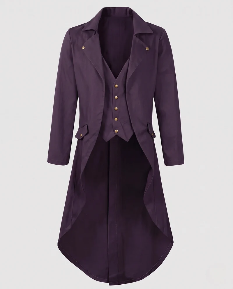 Damen Eleganter Kapuzenmantel mit asymmetrischem Saum und kunstvollen Verzierungen Drune