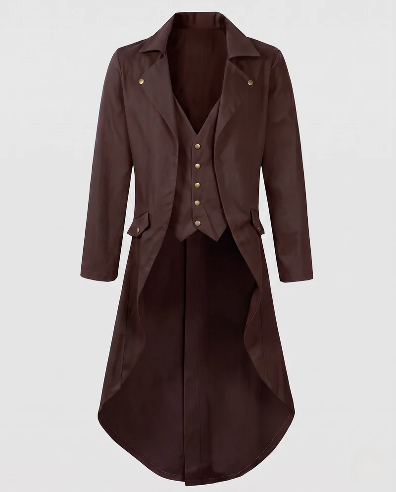 Damen Eleganter Kapuzenmantel mit asymmetrischem Saum und kunstvollen Verzierungen Drune