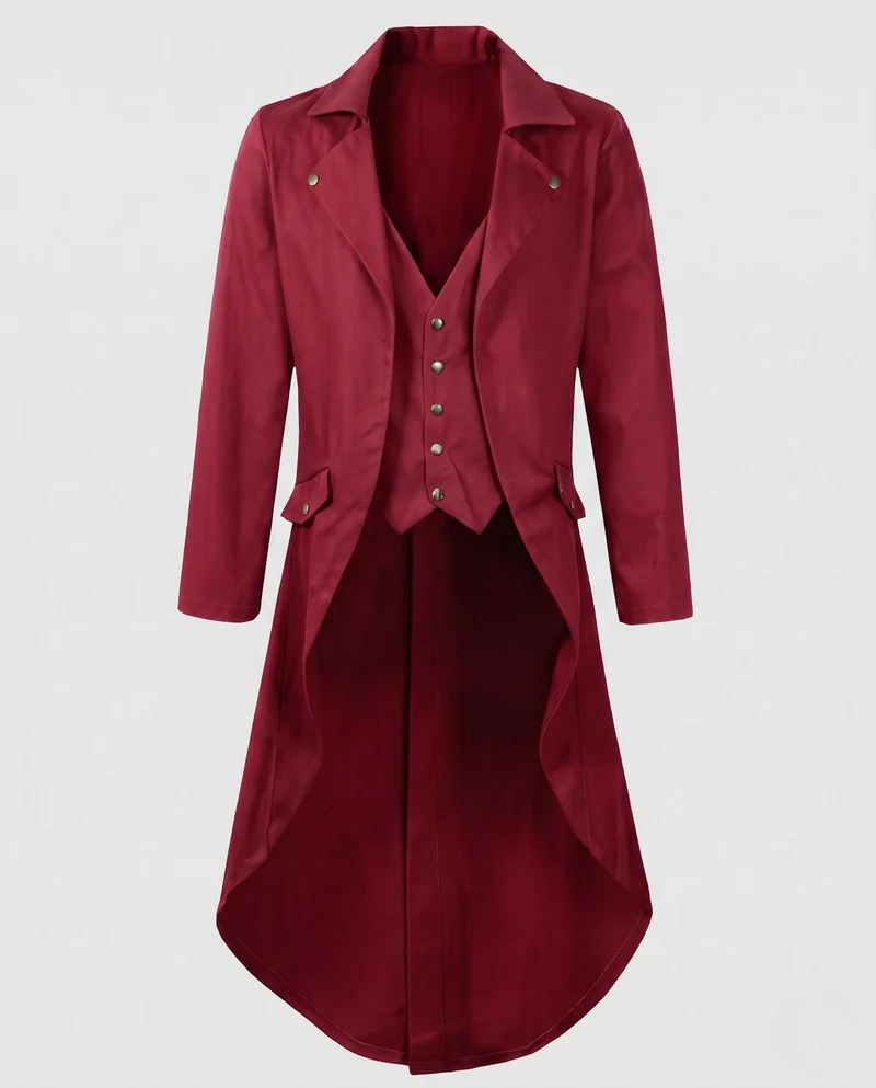 Damen Eleganter Kapuzenmantel mit asymmetrischem Saum und kunstvollen Verzierungen Drune