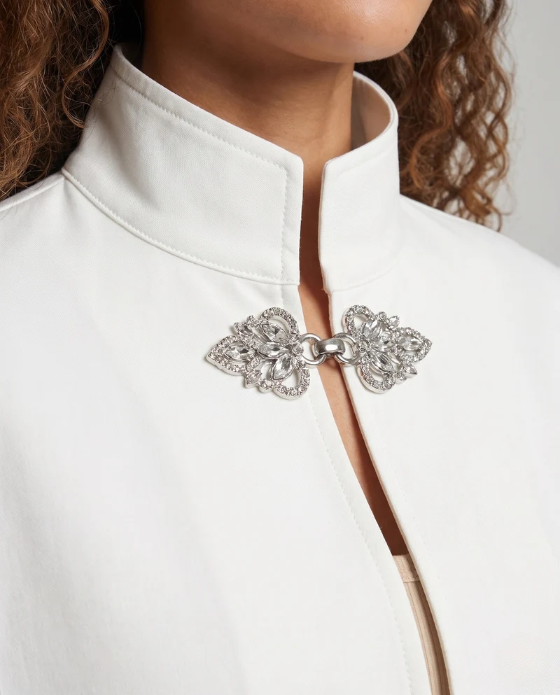 Damen Eleganter Kapuzenumhang mit goldenen Akzenten Drune