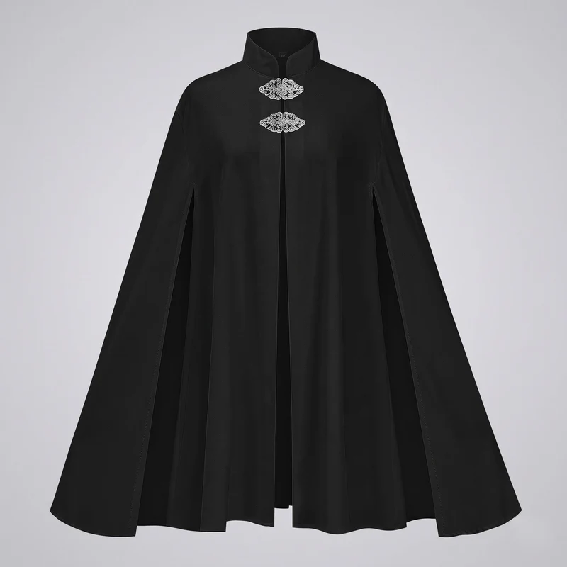 Damen Eleganter Kapuzenumhang mit goldenen Akzenten Drune
