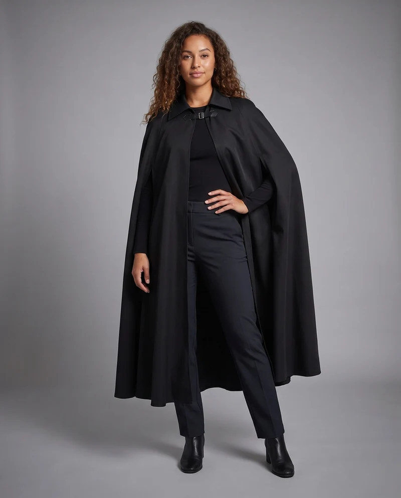 Damen Eleganter Kapuzenumhang mit klassischem Verschluss und hochwertiger Verarbeitung Drune
