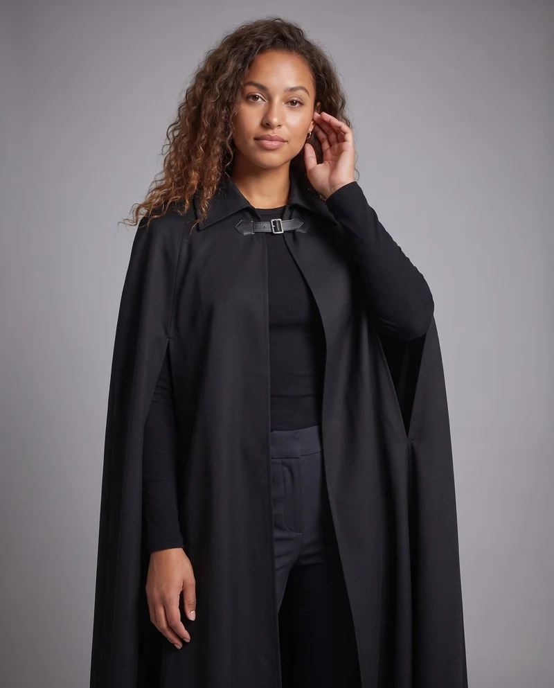 Damen Eleganter Kapuzenumhang mit klassischem Verschluss und hochwertiger Verarbeitung Drune