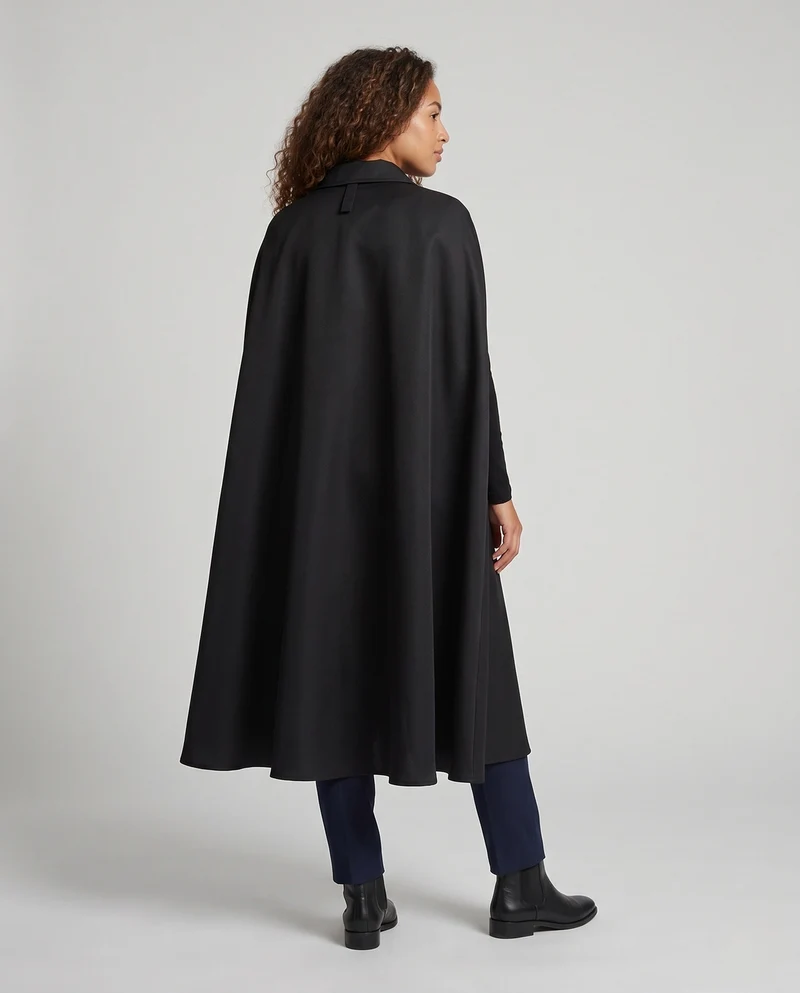 Damen Eleganter Kapuzenumhang mit klassischem Verschluss und hochwertiger Verarbeitung Drune