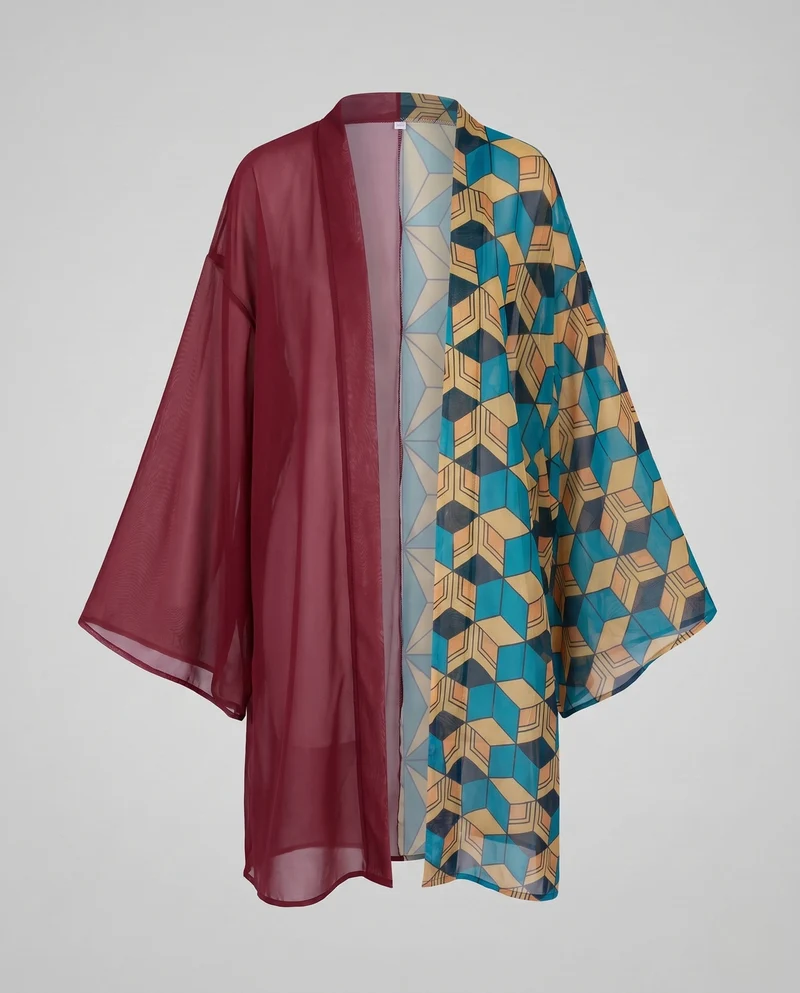 Damen Eleganter Kimono mit modernem geometrischen Muster Drune