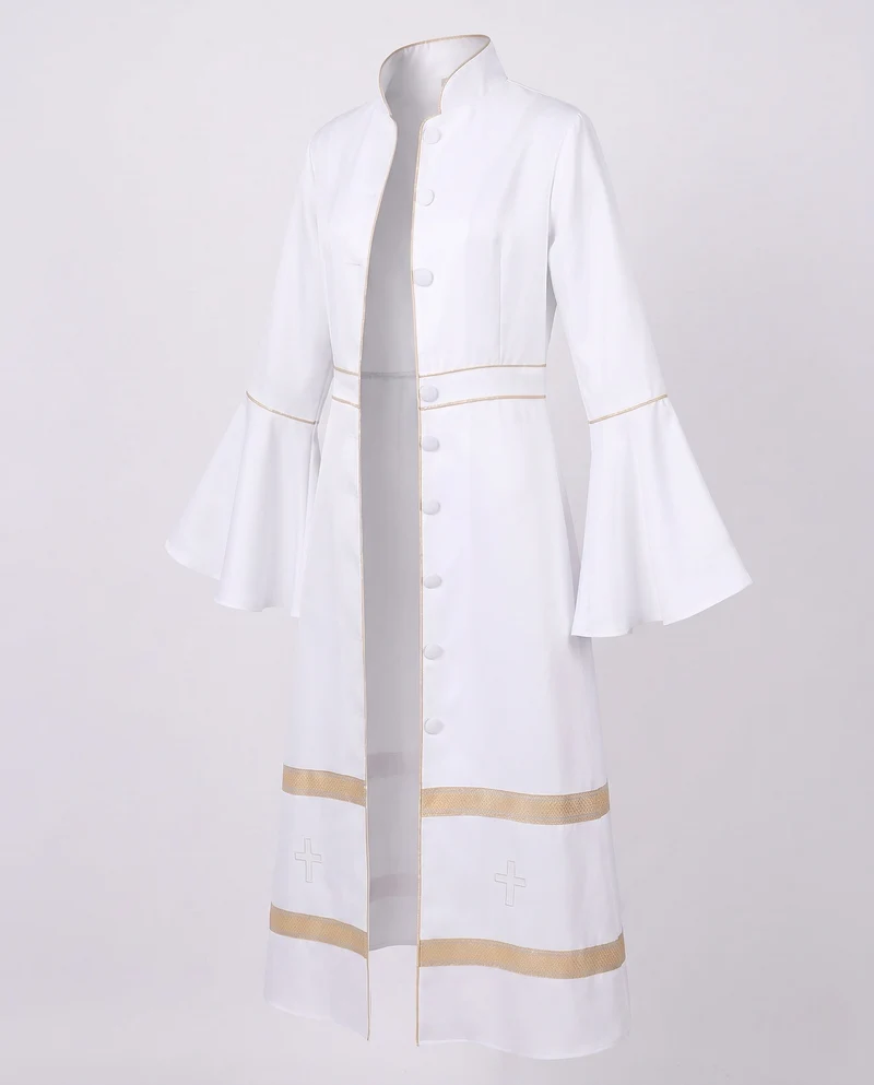 Damen Eleganter Langen Mantel mit Glockenärmeln und dekorativem Saum Drune