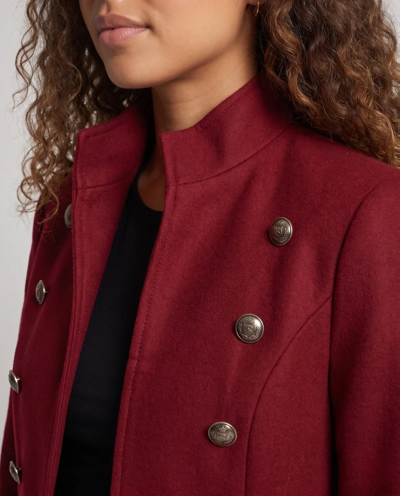 Damen Eleganter langer Steppmantel mit kunstvollen Knöpfen Drune