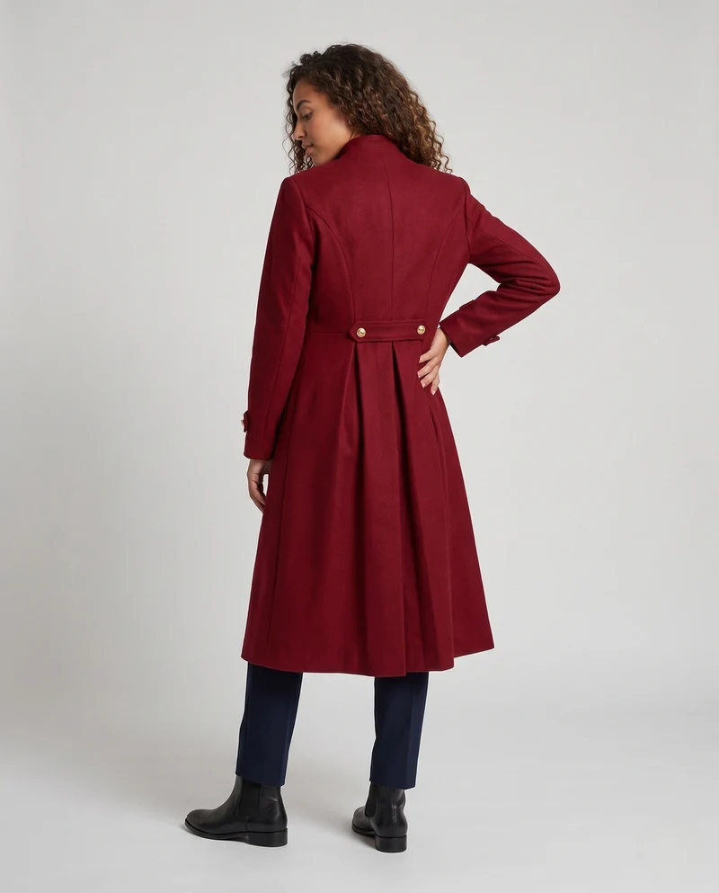 Damen Eleganter langer Steppmantel mit kunstvollen Knöpfen Drune