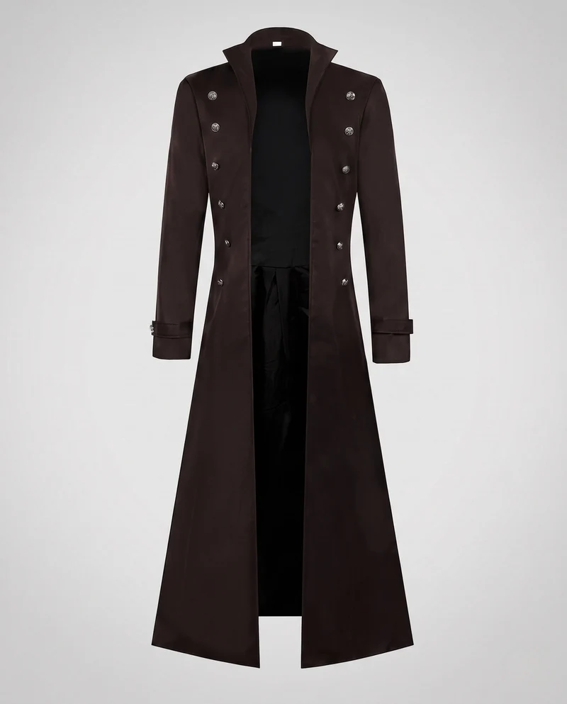 Damen Eleganter langer Steppmantel mit kunstvollen Knöpfen Drune