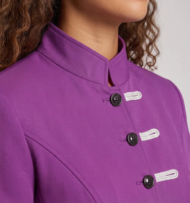 Damen eleganter Langmantel mit kunstvollen Knöpfen und asymmetrischem Saum Drune