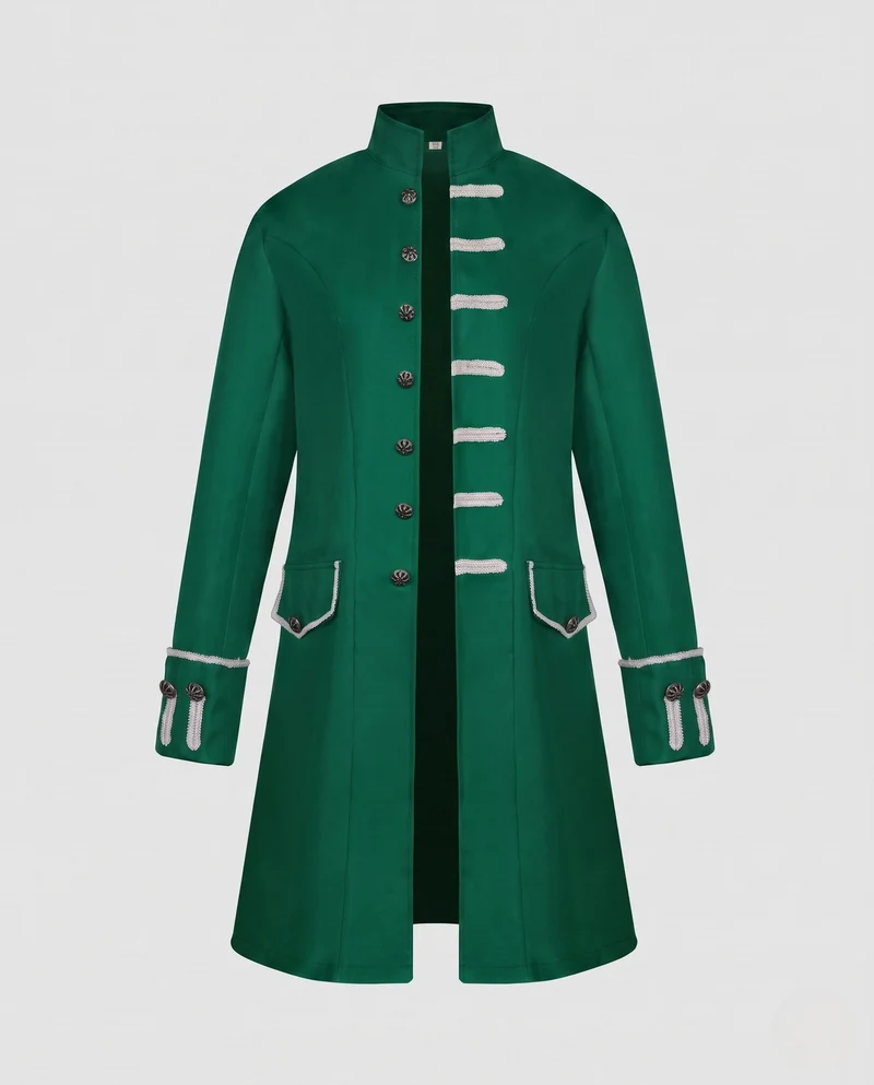 Damen eleganter Langmantel mit kunstvollen Knöpfen und asymmetrischem Saum Drune