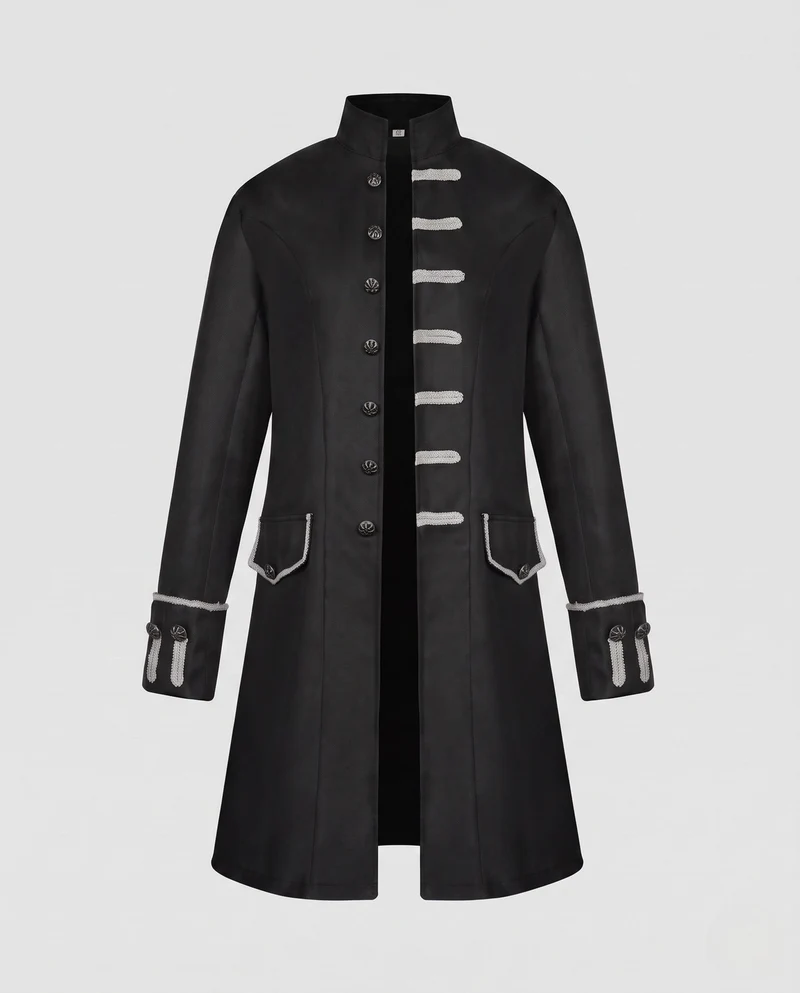 Damen eleganter Langmantel mit kunstvollen Knöpfen und asymmetrischem Saum Drune