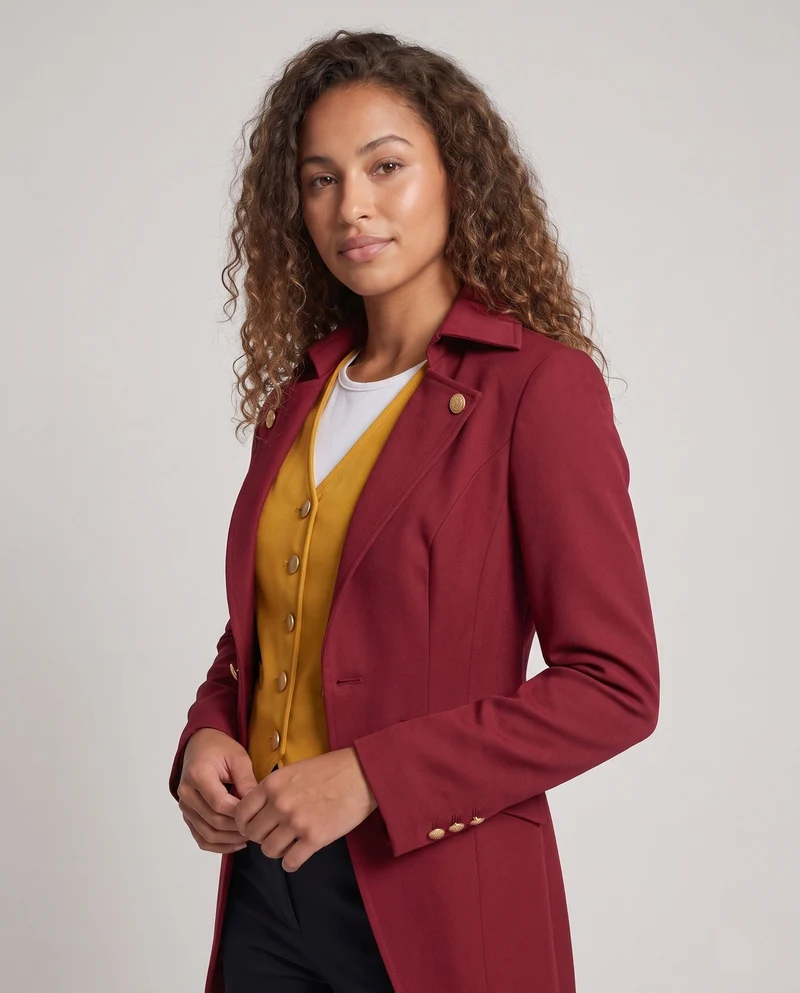 Damen Eleganter Mantel mit überlappendem Schößchen und hochwertiger Weste Drune