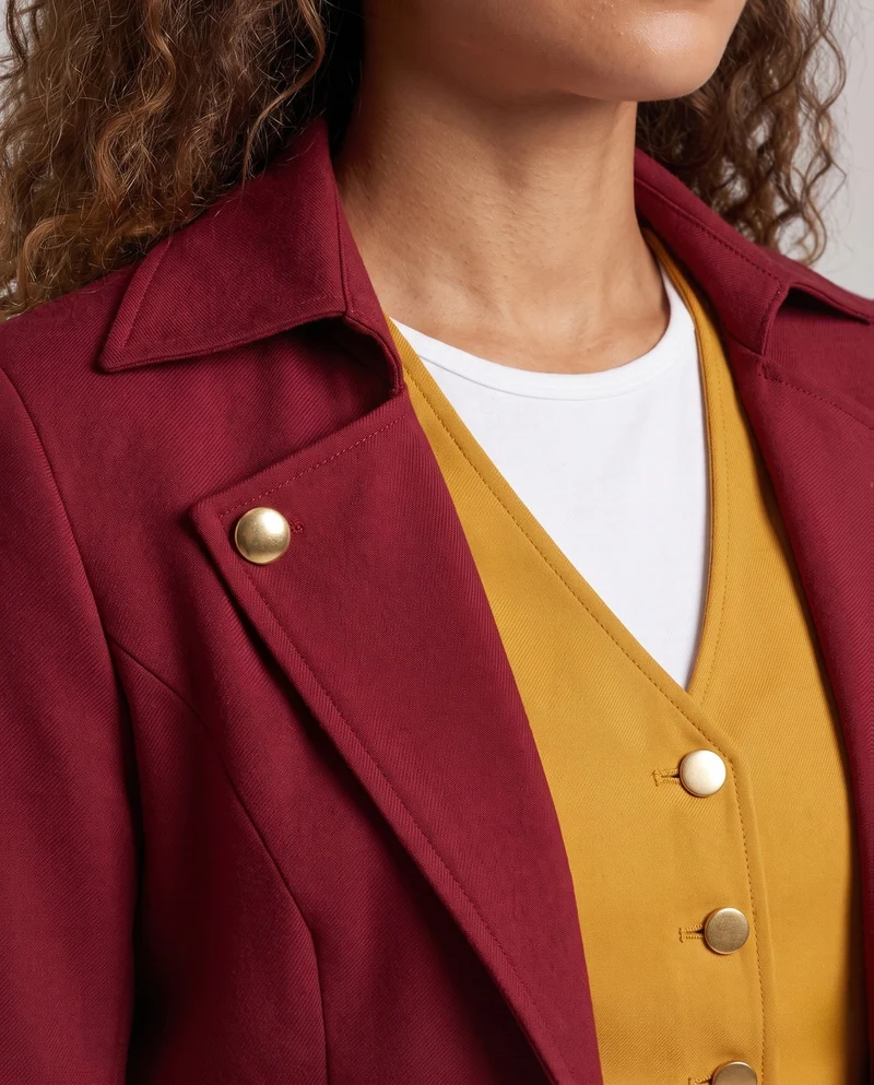 Damen Eleganter Mantel mit überlappendem Schößchen und hochwertiger Weste Drune