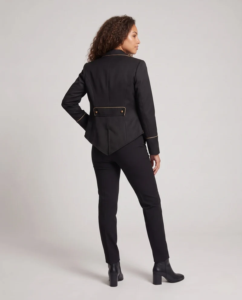 Damen Eleganter Satinblazer mit kunstvollen goldenen Verzierungen Drune